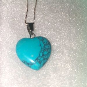 Boho Turquoise Heart ❤️ Sterling Silver 18” Necklace